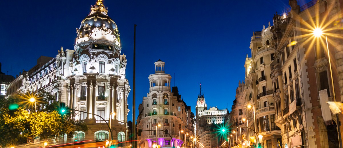 Gran Via in Madrid, Spain, Europe.