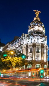 Gran Via in Madrid, Spain, Europe.