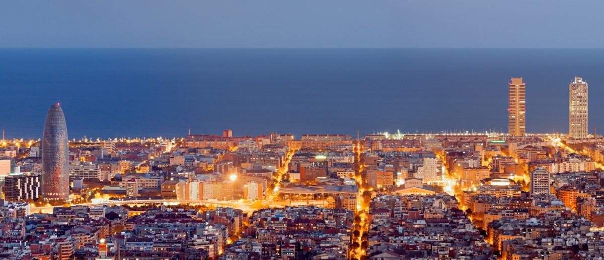 Barcelona skyline panorama at the Blue Hour