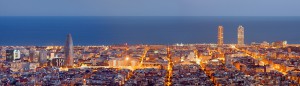 Barcelona skyline panorama at the Blue Hour