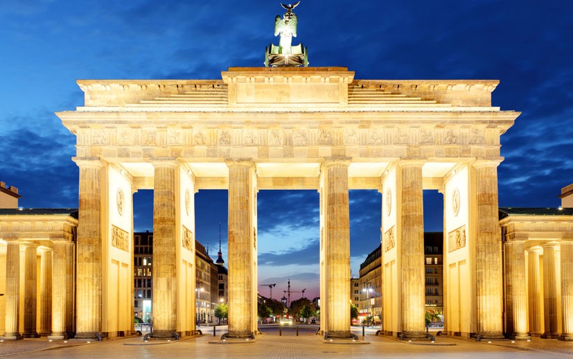 Berlin, brandenburg at night